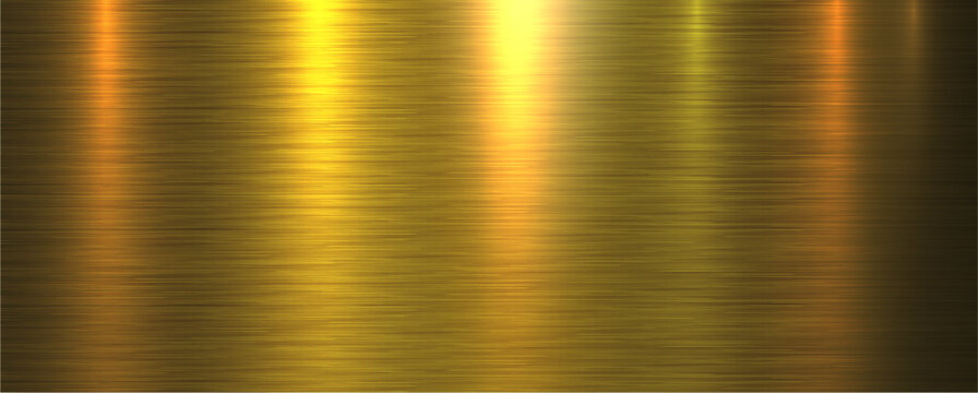 Gold brushed metal texture background, shiny lustrous golden metallic 3d background.