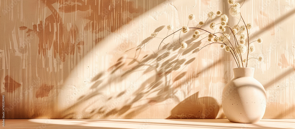 Poster abstract nature pattern: sunlight filtering through leaves, creating a dynamic shadow play on a text