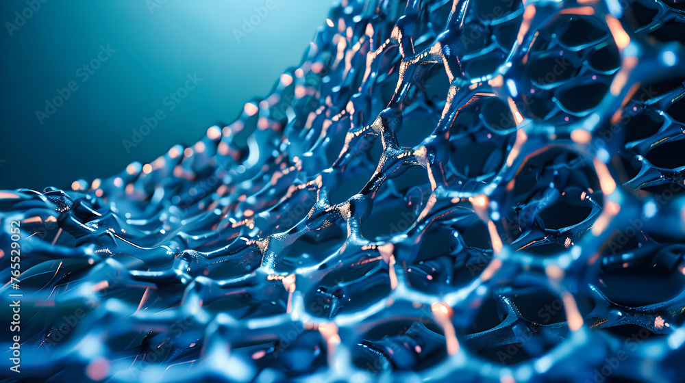 Poster abstract molecular structures and hexagonal patterns in scientific research, illustrating the cuttin