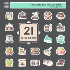 Sticker Set Argentina . related to Holiday symbol. simple design editable. simple illustration