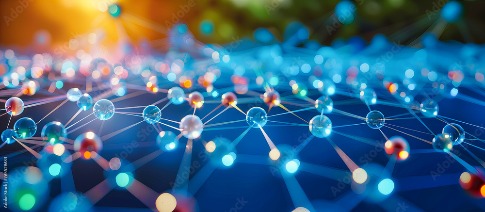 Aufkleber abstract networking and technology concept, featuring futuristic digital connections in a geometric 