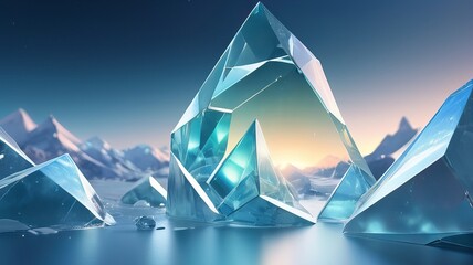trasprent ice crystal landscape