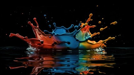 Obraz na płótnie Canvas Mixed colorful paint splash isolated on dark background