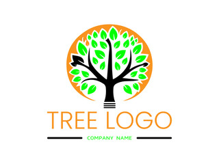 Tree shape logo template,Flat design family tree silhouette,Green eco tree,Hand drawn tree life in brown shades,