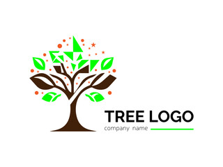 Tree shape logo template,Flat design family tree silhouette,Green eco tree,Hand drawn tree life in brown shades,