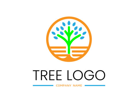 Tree shape logo template,Flat design family tree silhouette,Green eco tree,Hand drawn tree life in brown shades,