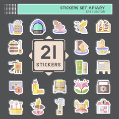 Sticker Set Apiary. related to Farm symbol. simple design editable. simple illustration