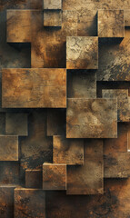 Rust-streaked cubes creating a pattern of industrial decay and design.