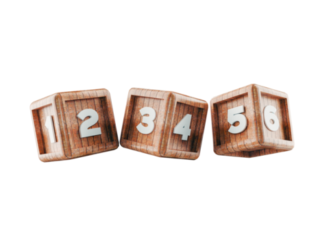 building block cube with number on it, on transparent background