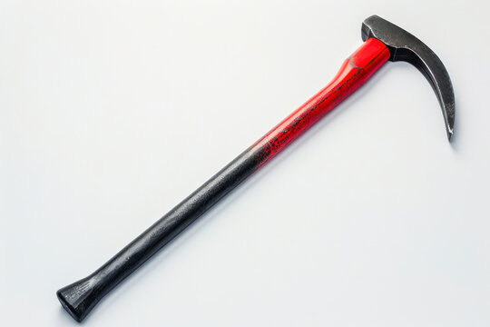 Black and red crowbar isolated on white.