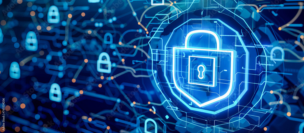 Aufkleber advanced digital security system concept, showcasing cyber protection and safe data exchange in mode