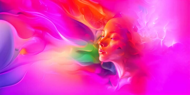 Abstract colorful background. DX, digital transformation with human creativity and imagination. Human arts and social transformation, digital and AI technology. 4K Video