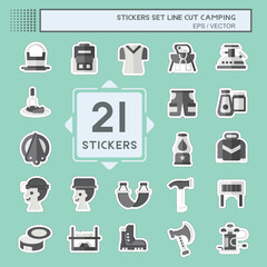 Sticker line cut Set Camping. related to Adventure symbol. simple design editable. simple illustration