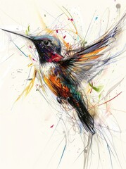 Brightly colored bird painting set against a white backdrop