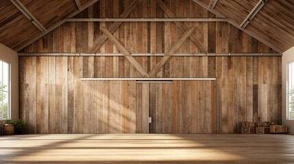 wooden house in a field at sunset.