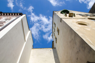 the sky between the walls in the old city is good for background