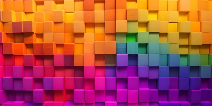 Spectrum of stacked multi-colored wooden blocks. Background or cover for something creative, diverse, expanding, rising or growing 4K Video