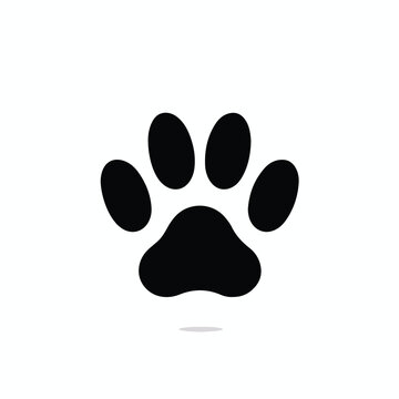 Black Paw print icon isolated. Dog or cat paw print
