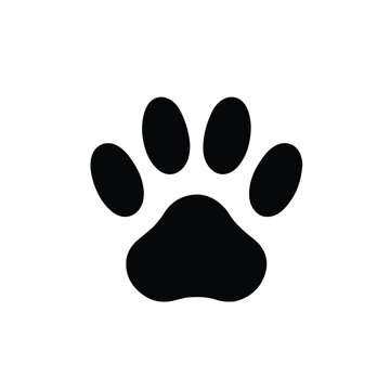 Black Paw print icon isolated. Dog or cat paw print