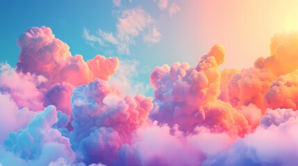 Fototapeta na wymiar Illuminated Ethereal Cloudscape Background. A Vibrant Color Symphony