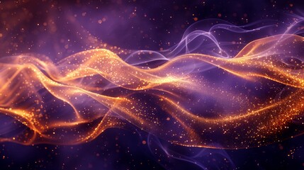 Golden light waves on a blue background