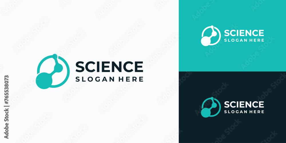 Poster geometric circle shape technology connection vector logo design with modern, simple, clean and abstr