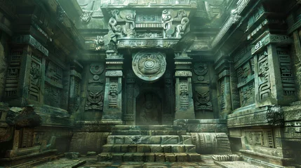 Foto op Canvas An ancient temple with intricate carvings and mysterio © Little