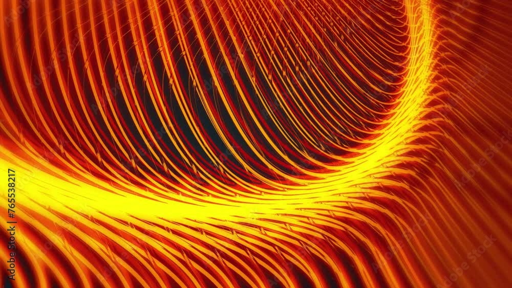 Poster a round dynamic figure with lines spins. 4k animation.