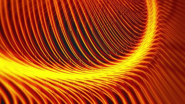 A round dynamic figure with lines spins. 4k animation.