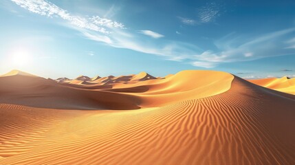 Fototapeta na wymiar Desert only sand. Extreme heat everywhere. Generative AI