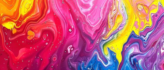  A colorful liquid painting with water droplets on its fluid surface Techniques for fluid painting, including techniques for fluid painting, are used Fluid paintings are created using these methods