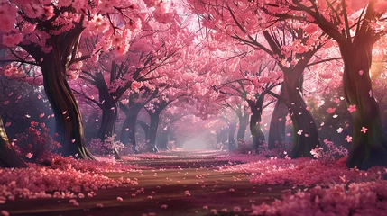 Rolgordijnen Imagine a cherry blossom festival in full swing. What activities are taking place. © umair