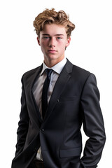 Portrait of a stylish young businessman isolated on a white background. High quality photo