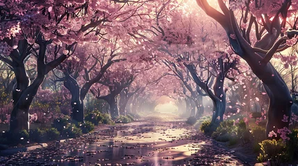 Fotobehang Write a haiku capturing the essence of cherry blossoms.  © umair
