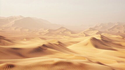 Fototapeta na wymiar Desert only sand. Extreme heat everywhere. Generative AI