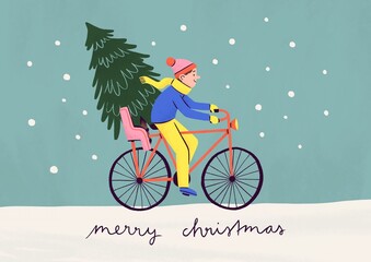 Christmas tree on bicycle