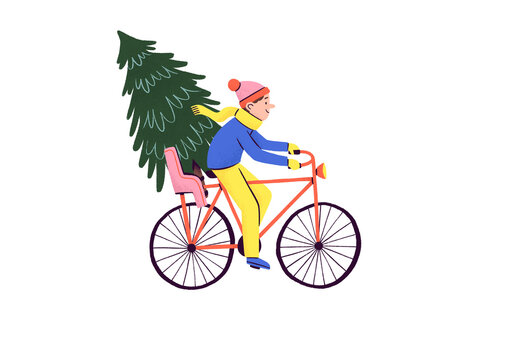 Christmas tree on bicycle