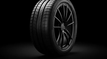 Fotobehang Car tire isolated on black background Modern © Little