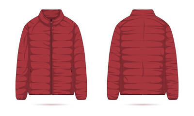 Warm jacket mockup. Puffer jacket template front and back view © Ancala