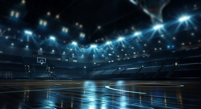 Empty basketball arena, stadium, sports ground, for background	