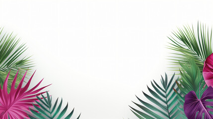 Creative layout made of colorful tropical leaves - obrazy, fototapety, plakaty
