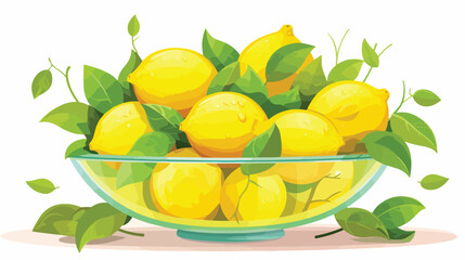The lemons in the bowl provide a gorgeous sight. flat