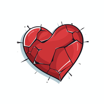 broken cartoon heart icon image flat vector 