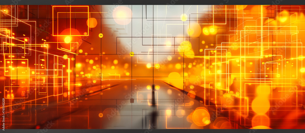 Aufkleber bright and futuristic abstract background, illustrating the concept of speed and technology with blu