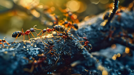 The ants are dragging a branch.