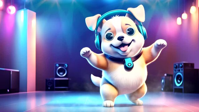Funny puppy dancing. Seamless looping time-lapse 4k video animation background