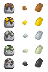 Pixel Art Ores Pack 1 16x16 Vector