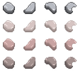 Pixel Art Colorful Rock Pack 1 16x16 Vector
