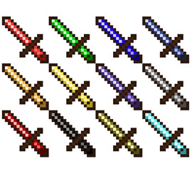Pixel Art Colorful Sword Pack 2 16x16 Vector