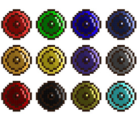 Pixel Art Colorful Shield Pack 3 16x16 Vector